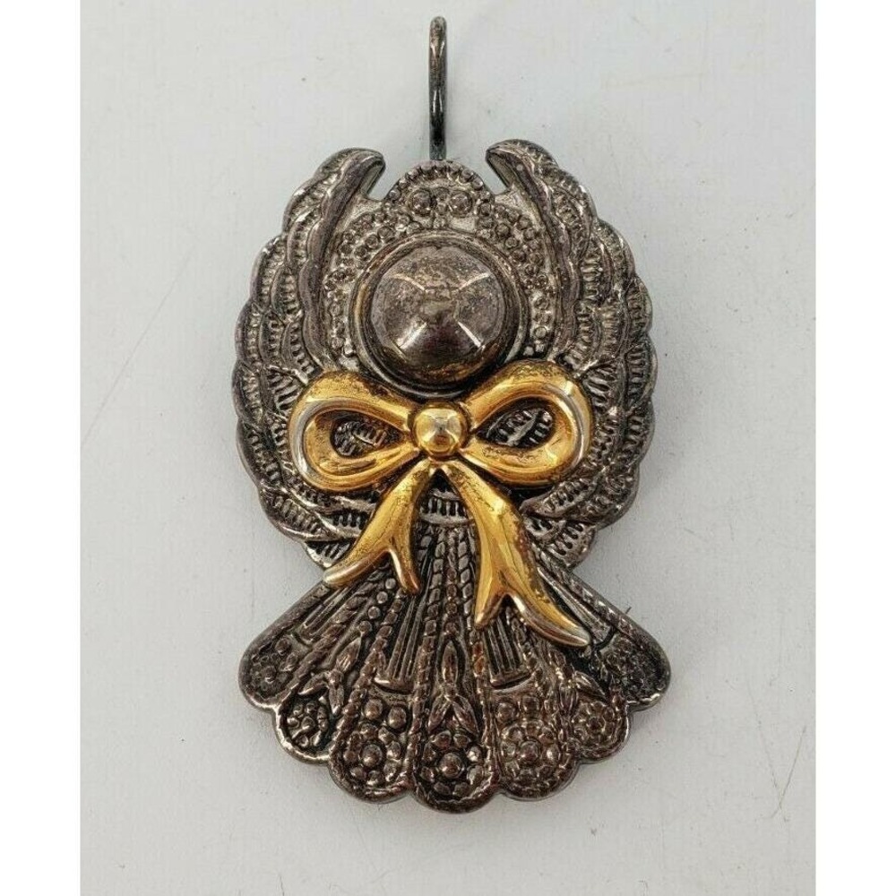 Vintage Angel Brooch Pin/ Pendant- 2" Silver & Gold Tone Best Signed